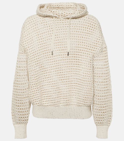 Open-knit cotton-blend hoodie