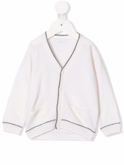 Contrasting-trim cardigan - Neutrals
