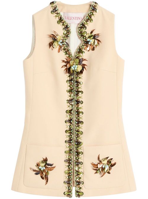 Bead-embellished gilet - Neutrals