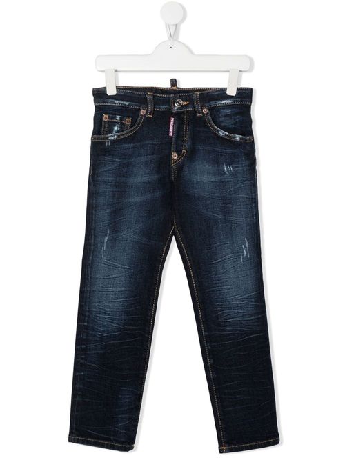 Straight-leg faded jeans - Blue
