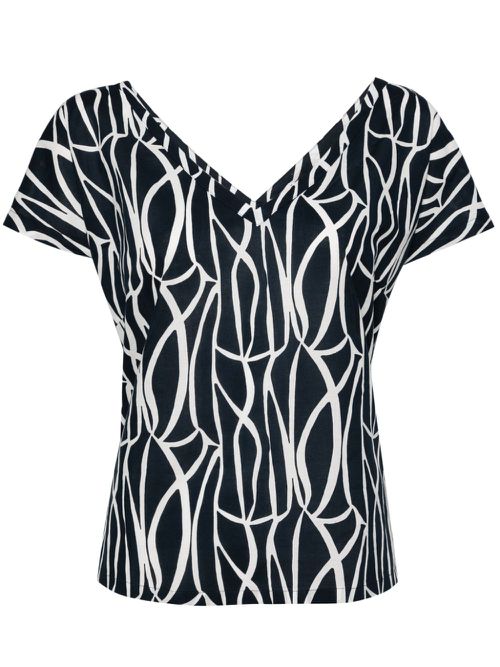 Cotton v neck top - Blue