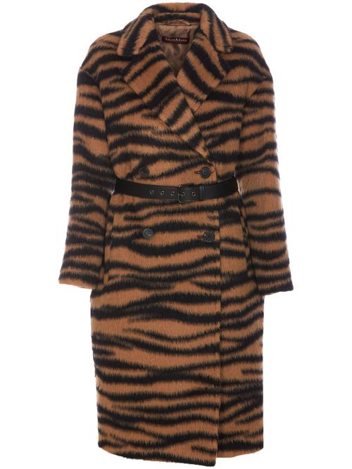 Tiger-print coat - Brown