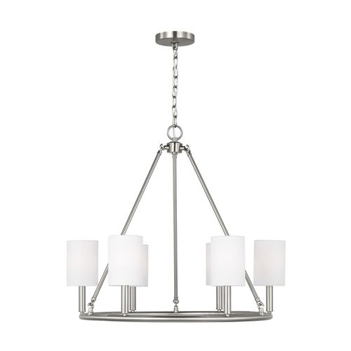 Brushed Steel Six Light Chandelier from the Egmont Collection