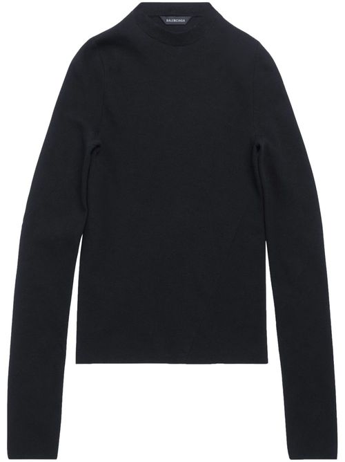 Fine-ribbed cotton jumper - Black