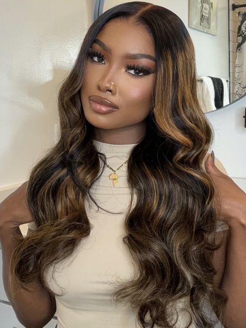 7x5 Bye Bye Knots™ Wig Glueless Lace Balayage Highlight Body Wave Drawstring Wig