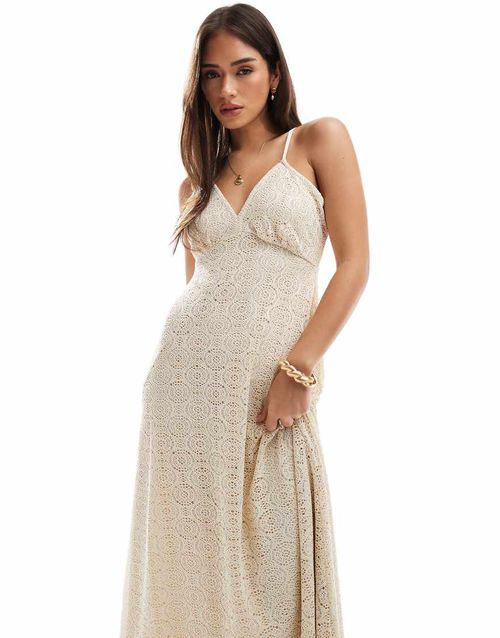 knee length dresses for ladies Vero Moda Cream Lace Dress S main image 0