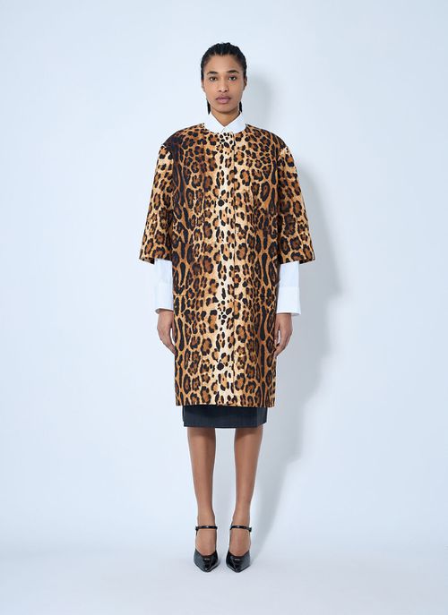 Single-breasted Leopard Print Drill Coat - Woman Coats Brown It