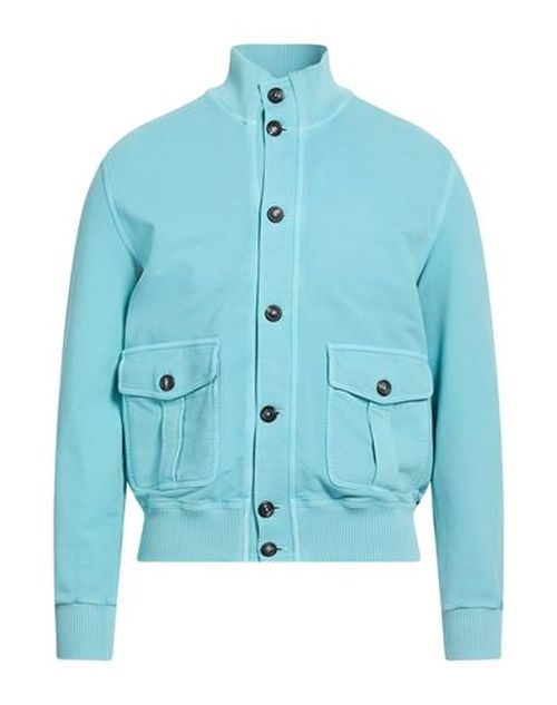 Man Sweatshirt Turquoise Size L Cotton, Elastane
