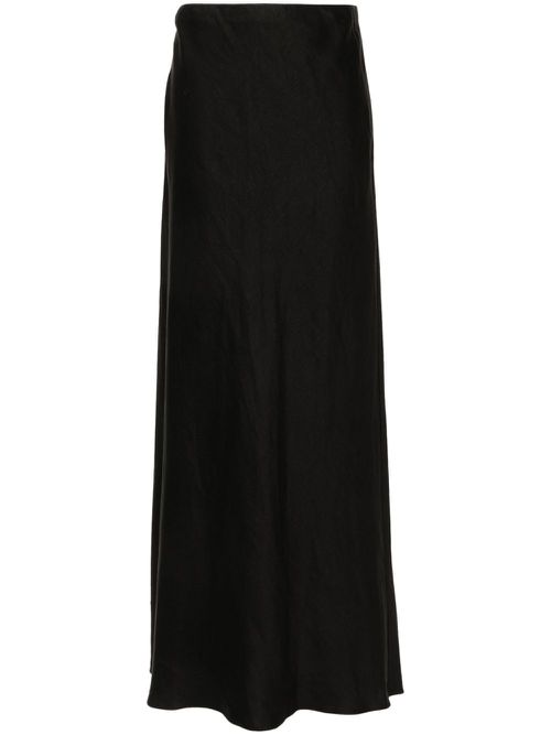 Linen blend midi skirt - Black