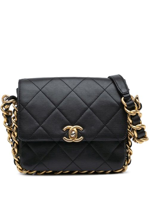 2022-2024 Small Quilted Calfskin Framing Chain Flap crossbody bag - Black