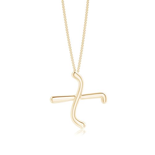 "Angara Lowercase ""X"" Initial Pendant in 14K Yellow Gold"