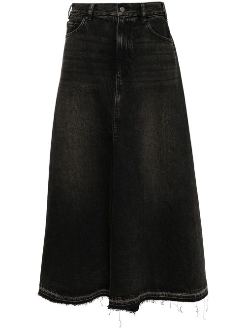 Distressed maxi denim skirt - Grey