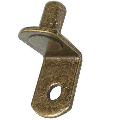 Shelf Support, Push-In 'L' Type with Hole, 5 x Pins - Antiqued Brass - Pack