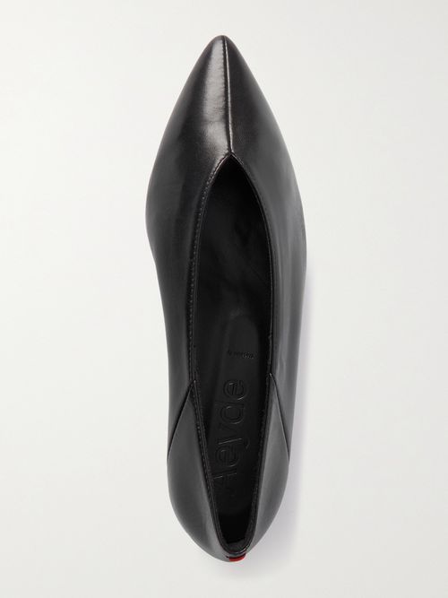 Moa Leather Point-toe Flats - Black