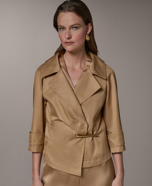 Women's Notch Lapel Bar Hardware Jacket - Fawn