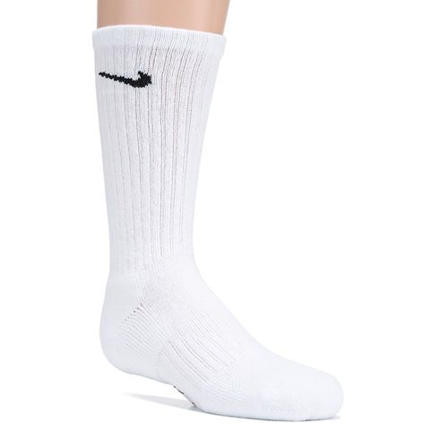 6 Pack Youth Medium Cushioned Crew Socks (White)