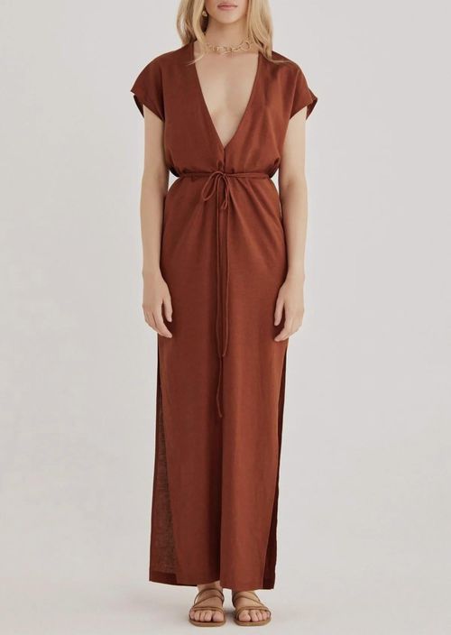 Roam Kaftan Dress In Chocolate