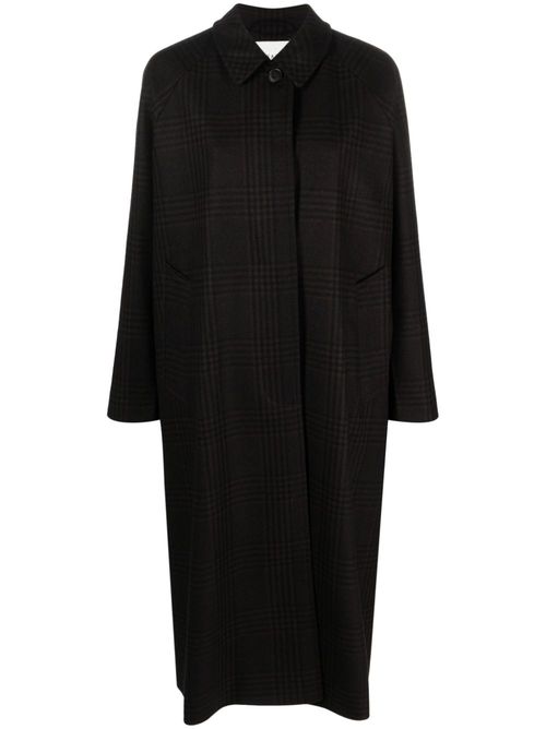 Mary check-print coat - Brown