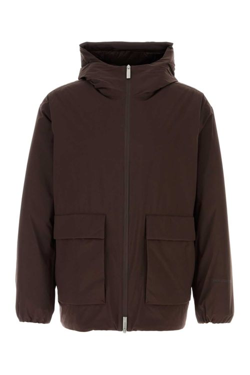 Down-Filled Nylon Down Jacket — Brown