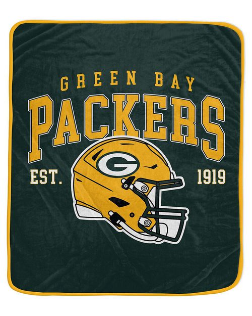 Green Bay Packers Nfl Team Vintage Helmet Fleece Throw
