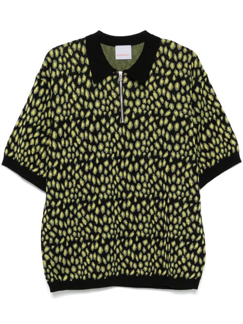 Leopard-jacquard polo shirt - Black