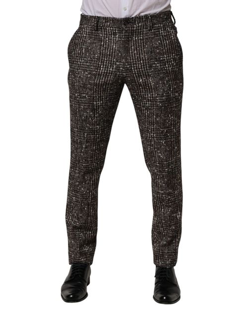 Wool Plaid Dress Trousers — Brown