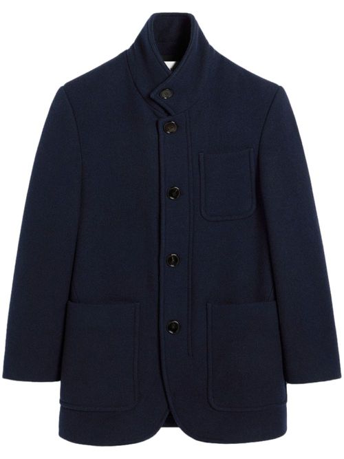 High collar short coat - Blue