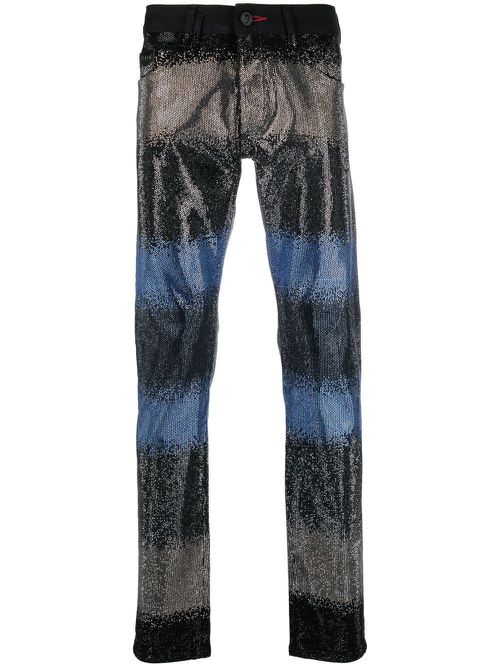 Gradient crystal-embellished jeans - Black
