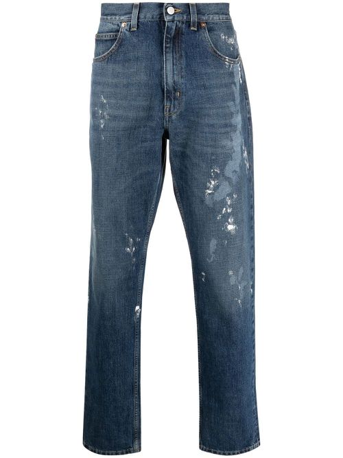 Painter-wash straight jeans - Blue