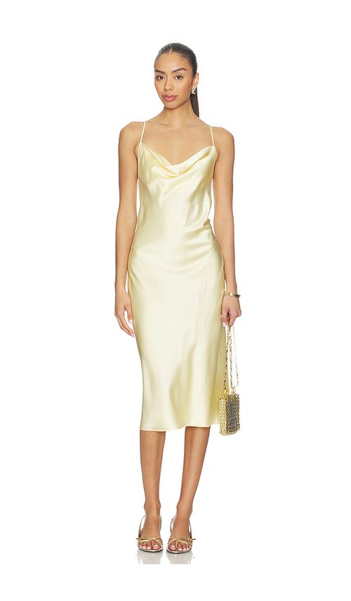 Fleur du mal Cowl Neck Slip Dress in Yellow. L. Also in