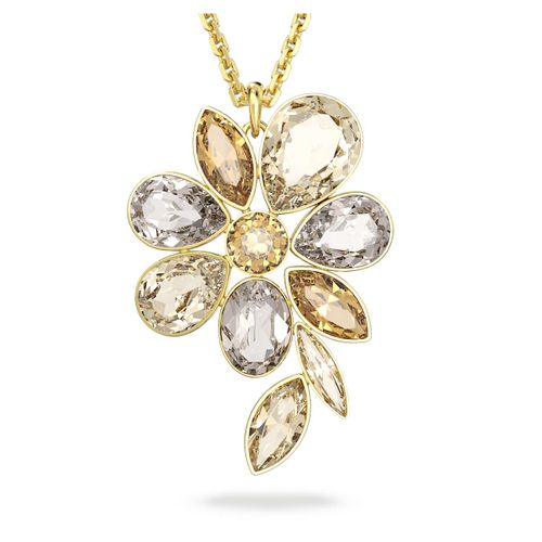 Elegance of Africa necklace, Flower, Multicolored, Gold-tone plated