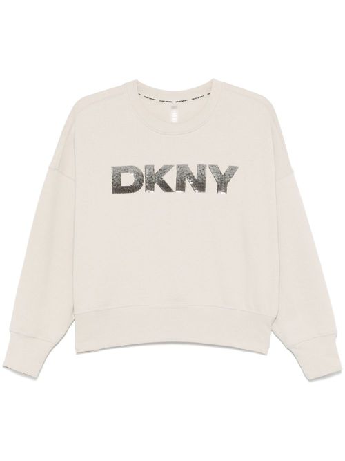 Sequinned-logo sweatshirt - Neutrals