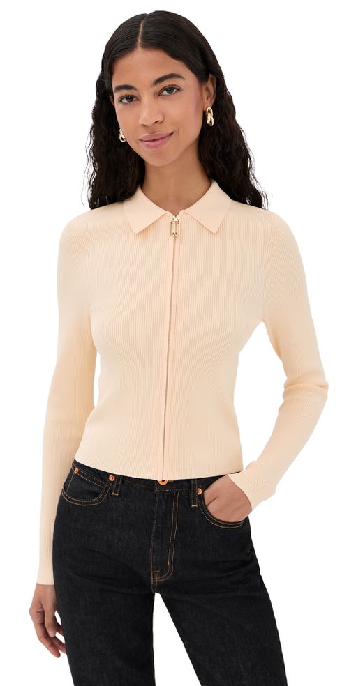 Zipped Polo Top Sandstone