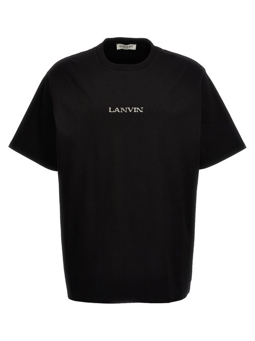 -Logo Embroidery T Shirt Nero-Donna