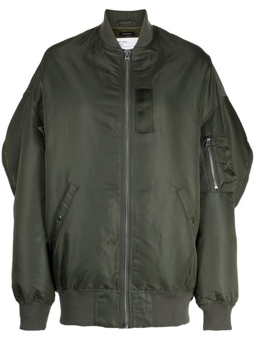 Decorative-zip detailing bomber jacket - Green