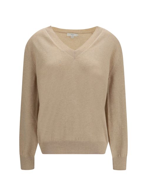 Cashmere V-Neck Sweater — Beige