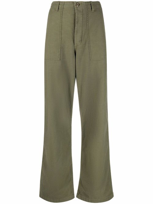 Low-rise wide-leg trousers - Green