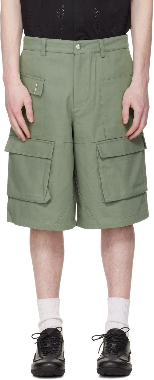 Green Cellulae Cargo Shorts