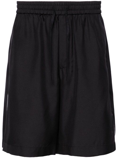 Side-stripe silk shorts - Black