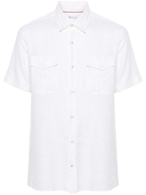 Short-sleeve linen shirt - White