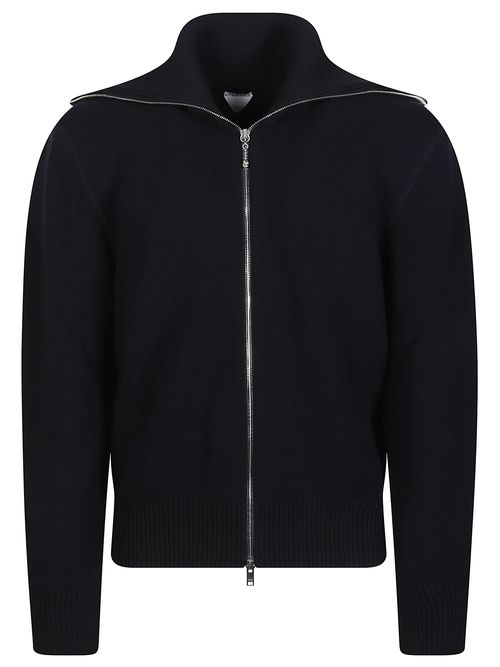 Knit Zip-Up Sweater with Ribbed Details for Men