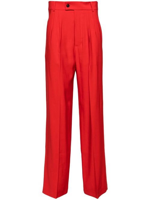 Pleat-detailing straight-leg trousers - Red