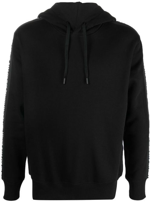 Logo-tape pullover hoodie - Black