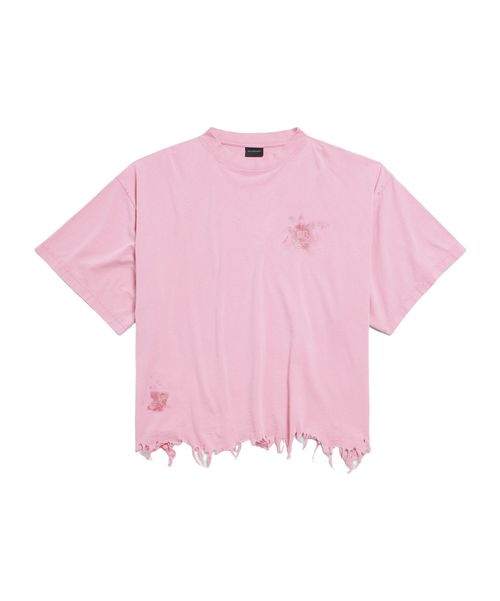 Women's Balenciaga Nail Polish Cropped T-shirt in Baby Pink