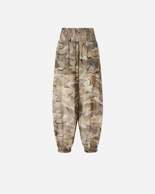 Camouflage balloon-fit trousers with high waist - L