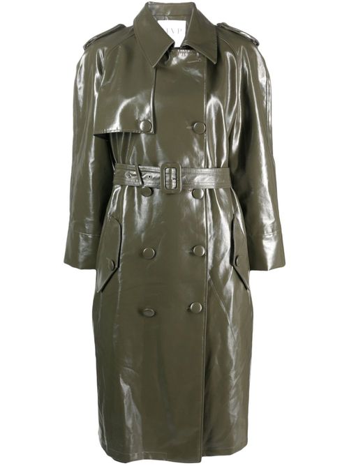 Double-breasted patent trench coat - Green