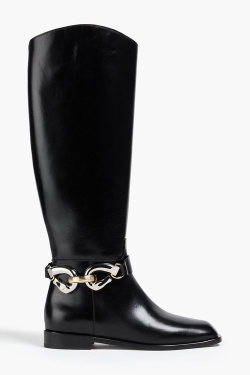 Jessa embellished leather knee boots - Black - US 5.5