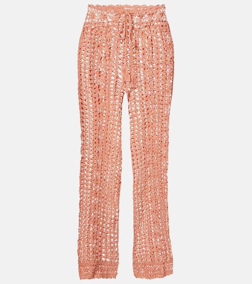 Crochet cotton wide-leg pants