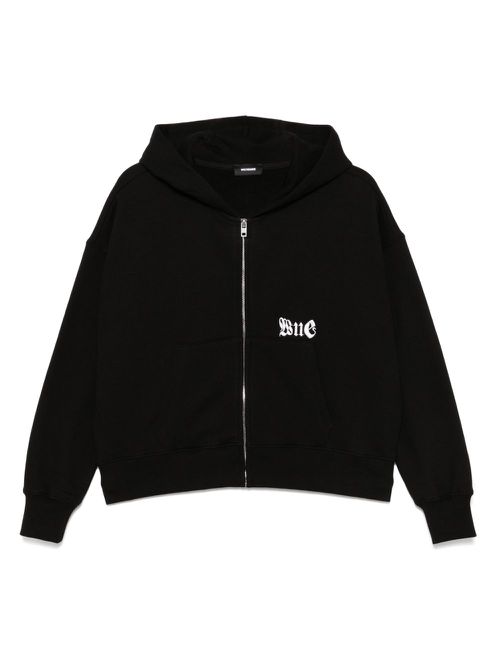 We11done logo zip-up hoodie - Black