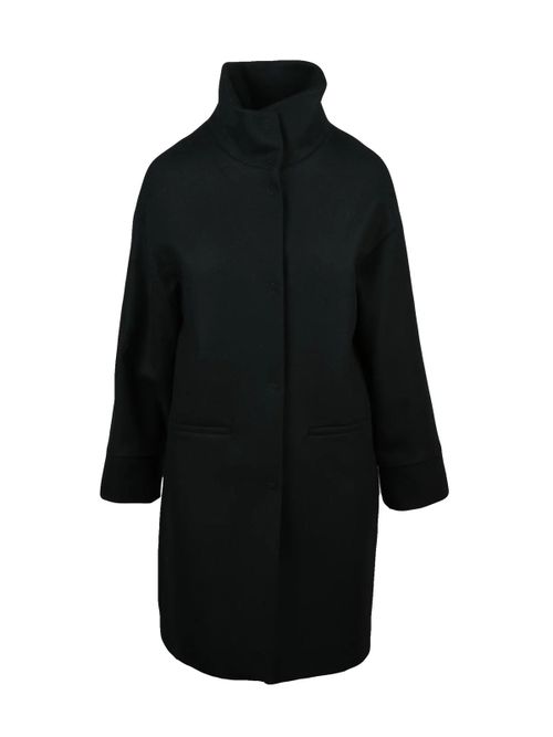 Black Virgin Wool-Blend Coat